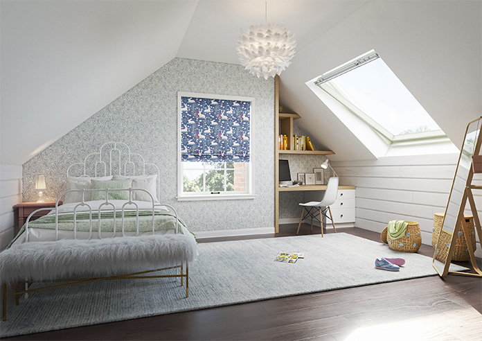 Bunny Meadows, Periwinkle - Roman Blind - Image 6
